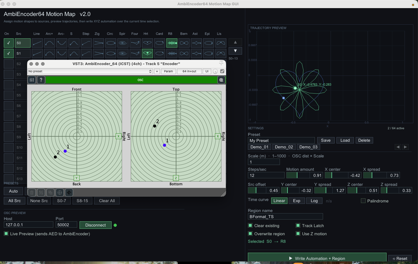 ICST Ambi Motion Map GUI v2.1 — labelled overview
